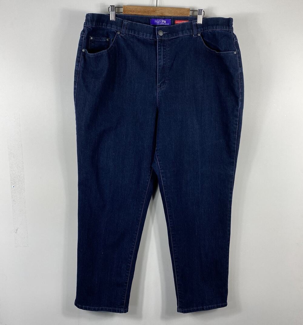 Catherines Straight Leg Jeans 22 Right Fit Moderately Curvy Blue Dark Wash